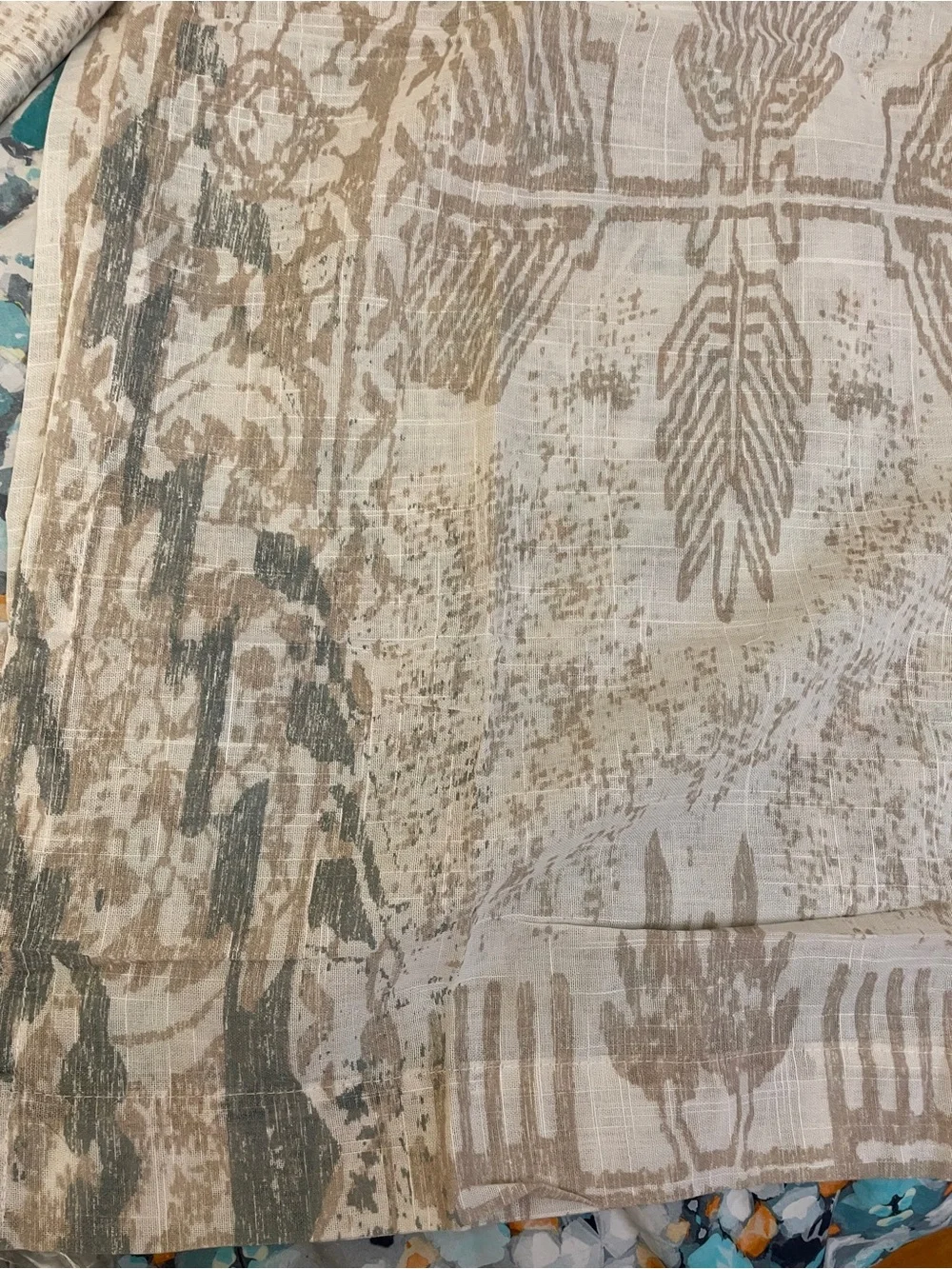 New West Elm Sheer light blue Medallion Curtain - Set of 2